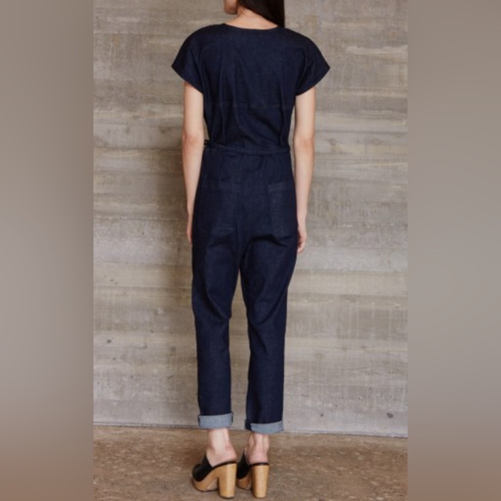 Rachel Comey Navy Blue Denim Jumpsuit with Belt - Picture 4 of 14